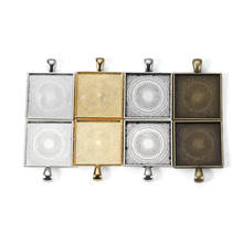 Bases de cabujones cuadrados chapados en oro de aleación de Zinc, bandejas de bisel colgante de 25mm para suministros de fabricación de joyas DIY, 5 unids/lote 2024 - compra barato