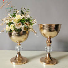 Imuwen vaso de metal para decoração de casa, vaso de flores dourado, flor de estrada, chumbo, mesa de casamento, decoração de festa 2024 - compre barato