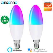 Lonsonho Tuya Smart WiFi Led Candle Light Candles Lamp E14 Smartlife Wireless Remote Control Compatible Alexa Google Home 2024 - buy cheap