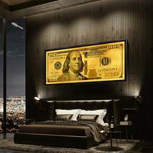 Роскошная картина маслом на холсте с изображением золотых долларов, настенные художественные плакаты, настенные картины для гостиной, домашний Настенный декор 2024 - купить недорого