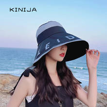 Sombrero de pescador plegable con visera grande para mujer, sombrero de pescador con protección uv, para la cara, estilo coreano, para playa 2024 - compra barato