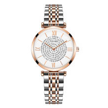 Relógio feminino com design de diamante gypssopha, relógio de pulso de quartzo com pulseira redonda e prateada de aço inoxidável, 2019 2024 - compre barato