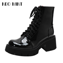 New Fashion Ankle Boots High Heels Patent Leather Womens Platform Boots Punk Gothic Sexy Model Shoes 2024 - buy cheap