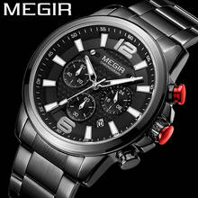 MEGIR Watch Men Waterproof Chronograph Military Army Male Clock Top Brand Luxury Black Stainless Steel Man Sport Wristwatch 2156 2024 - buy cheap
