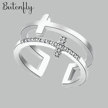 Marca de luxo estilo criativo boho cristal cruz anéis para mulheres ajustável anel moda charme jóias por atacado 2021 2024 - compre barato