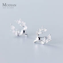 Modian Fantastic Cute Deer Flower Stud Earrings For Women Real Sterling Silver 925 Jewelry Fashion Tiny Charm Party Earring 2024 - buy cheap