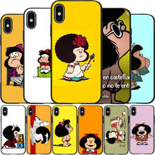 Mafalda Cover Soft Silicone black Phone Case For iPhone 5 5S SE 6 6plus 7 8 plus X XR XS Max 11 PRO Max 2024 - buy cheap