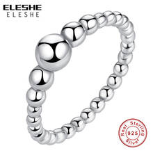 Anéis de prata esterlina para mulheres 925 puro, empilháveis bola redonda frisada anéis femininos, joias para casamento, presente de natal 2024 - compre barato