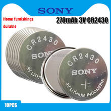 Кнопочная батарея SONY CR2430 10 шт./лот, Оригинальная батарея 3 в, литиевые батареи CR 2430 для часов, пультов дистанционного управления игрушками, компьютера, калькулятора 2024 - купить недорого