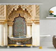 Cortina de chuveiro marrocos com design vintage, cortina de chuveiro de poliéster com ganchos à prova d'água, para decoração de banheiro 2024 - compre barato