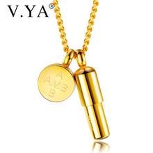 V.YA Stainless Steel Engraved Name Necklaces Fashion Simple Bullet Cricle Can Open Pendant For Men Unique Gift Dropshipping 2024 - buy cheap