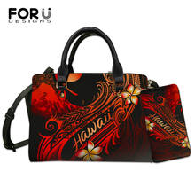 FORUDESIGNS-Bolso de hombro y cartera Vintage para Mujer, conjunto de 2 piezas, estilo Plumeria hawaiana, bolso grande de cuero Pu 2024 - compra barato
