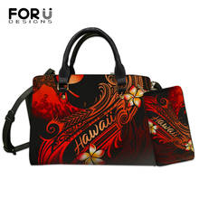 FORUDESIGNS Vintage Women Shoulder Bag And Wallet 2pcs Set Hawaiian Plumeria Style Lady Pu Leather Large Handbag Tote Bags Mujer 2024 - buy cheap