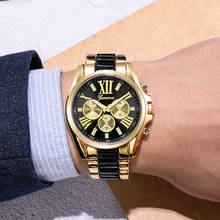 Luxury Brand Men 3-Eye Stainless Steel Quartz Watch 2020 Fashion Casual Gold Wristwatch Male Big Dial Clock Relgio Masculino Hot 2024 - buy cheap