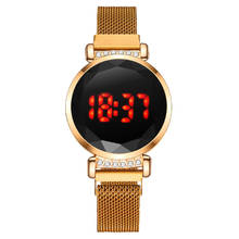 Relojes de pulsera magnéticos LED de lujo para mujer, reloj Digital de oro rosa, reloj de pulsera electrónico, novedad de 2020 2024 - compra barato