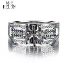 HELON 6mm Round Cut Sterling Sliver 925 Genuine Diamonds Sapphires Tsavorites Semi Mount Ring Setting Trendy Party Gift Jewelry 2024 - buy cheap