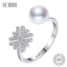 DOTEFFIL 925 Sterling Silver Pearl Ring Open Ring Resizable 7 to 8.5 & 10-10.5MM Natural Freshwater Pearls Jewelry Women Gift 2024 - buy cheap