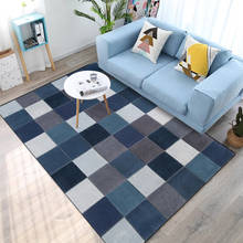 Nordic geométrico azul treliça tapetes para sala de estar quarto área minimalista e moderno piso cabeceira varanda corredor tapetes 2024 - compre barato
