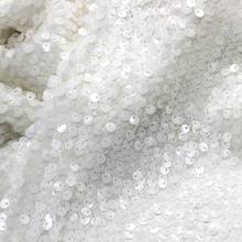 Allovered Sequined lace fabric ivory dairy white sequined embroidery fabric 5mm Paillette semitransparent 2024 - buy cheap