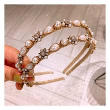 2020 Vintage Rhinestone Pearl Bezel Hairband Women Hoop Hair Clips Accessories Girls Headband Opaska Do Wlosow Headwear 2024 - buy cheap