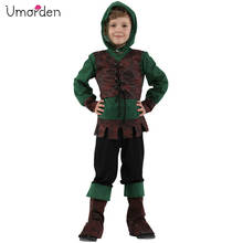 Umorden-Disfraz de cazador para niños, Arquero Medieval, Robin Hood, fiesta de Carnaval y Halloween, Cosplay de lujo 2024 - compra barato