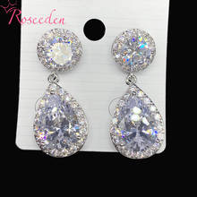 High Quality AAA Cubic Zircon Water Drop Earrings CZ Around Luxury Women Wedding Jewelry RE4072 2024 - buy cheap