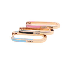 Multi piercing fashion girl women ear jewelry rose gold color pink blue black enamel rectangle mini hoop earring 2024 - buy cheap