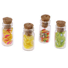 1:12 casa de muñecas miniatura Mini Rodajas de frutas tarro de almacenamiento de botellas de vidrio tapa de madera accesorios para muñeca de juguete 2024 - compra barato