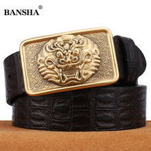 Belt for Men Men's Casual Cow Skin Genuine Leather Belt High Quality Cowhide Retro Solid Brass Smooth Buckle Male Belt for Jeans 2024 - buy cheap