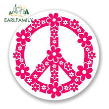 EARLFAMILY 13cm x 13cm Car Stickers Pink Flowery Peace Symbol Vinyl Sticker Helmet Bumper Laptop Car Styling Waterproof Decal 2024 - buy cheap