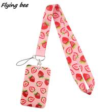 Flyingbee X1663 Sweet Strawberry Pink Neck Strap Lanyard For Keys ID Card Gym Mobile Phone Straps USB Badge Holder DIY Hang Rope 2024 - buy cheap