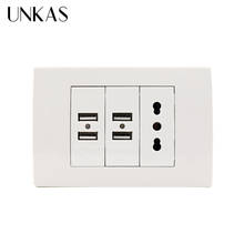 UNKAS-enchufe de pared de 118mm x 80mm, toma de corriente eléctrica italiana/Chile con 4 puertos de carga USB para móvil 2024 - compra barato