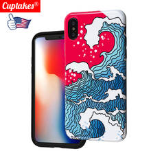 Роскошный глянцевый чехол для телефона iPhone 7 8 Plus 6 6S 11 Pro X XS MAX XR 8 Plus 7Plus Coque Funda Great Wave Blue Sea Art Capa 2024 - купить недорого