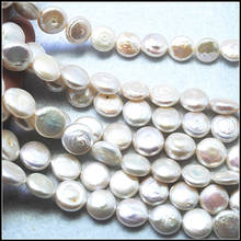 Cuentas de perlas sueltas para mujer, abalorios de perlas naturales cultivadas de agua dulce, con forma de moneda, tamaño de 12mm, redondas, diy, para hacer pulseras, 16 Uds. 2024 - compra barato