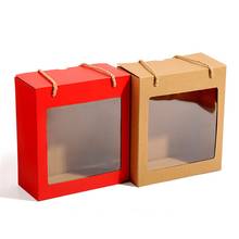 Caja de papel Kraft rojo para regalos de Navidad, caja de exhibición de dulces/pasteles para Baby Shower y boda, 50 unids/lote 2024 - compra barato