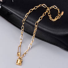 CHUANGU 18K Gold Vintage Rock Choker Lock Necklace Exaggerated Mujer Key Padlock Pendant Necklace For Women Gift 2024 - buy cheap