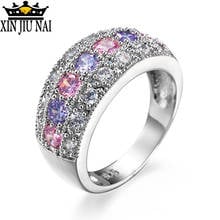 Pink Crystal Fantasy magic Engagement Ring With Silver Color CZ Stone Rings for Women Zircon Party Jewelry Gift anillos mujer 2024 - buy cheap