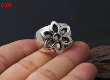 100%S925 pure silver ornaments personality male fashion Good Art ring cherry blossom finger ring width to send her boyfriend 2024 - buy cheap