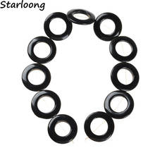 Natural Stone Oval Ring Shape Black Stripe Cracks Agates Druzy Flat Slice Loose Gem Strand Beads for DIY Jewelry Making Necklace 2024 - buy cheap