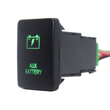 12v aux interruptor de botão de pressão da bateria luzes led verdes com fio do conector para toyota rav4 prado 150/200 séries camry prius c 2024 - compre barato