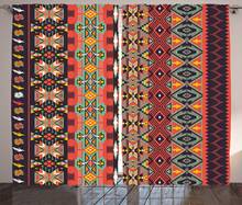 Ethnic Curtains Folk Pattern with Geometric Old Effects and Tones Culture Print Living Room Bedroom Window Drapes Red Aqua 2024 - buy cheap