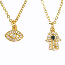 Collar de oro de 24K con forma de mano de Fatma para mujer, Gargantilla, circonia, Zirconia, circonita, ojo turco 2024 - compra barato