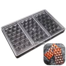 Big size 3 cavities rectangle rhombic water cube shape PC polycarbonate chocolate mould crisp mold candy cake DIY bakery stuff 2024 - buy cheap