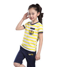 Summer Kids Boys Girls Short Sleeve Stripe Print Tops Handsome Blouse T-shirt+Short Pants Children Casual Outfits Sets New Hvlv 2024 - buy cheap