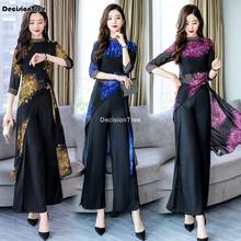 Vestido largo y elegante cheongsam de vietnam aodai para mujer, traje femenino, vestido chino ao dai y pantalones conjuntos de ropa oriental qipao, 2021 2024 - compra barato