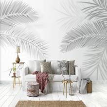 Personalizado 3d mural papel de parede moderno preto branco pintado à mão folhas arte pintura para sala estar sala jantar quarto pano fundo 2024 - compre barato