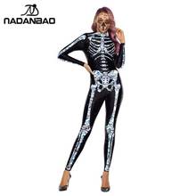 NADANBAO Crystal Skeleton Costumes Scary Halloween Carnival Costume For Women Cosplay Bodywear Elastic Catsuits 2024 - buy cheap