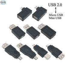 YuXi-Adaptador USB 2,0 tipo A hembra A Micro USB B macho, convertidor de enchufe USB 2,0 A Mini USB B, conector OTG macho de 5 pines 2024 - compra barato