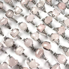 Anéis de pedra natural, 20 pçs, formato de coração, quartzs rosa, estilo misturado para joias, anéis para mulheres, o diâmetro interno de 18-20mm 2024 - compre barato