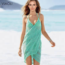 VIAOLI New Women Beach Dress Sexy sling beach wear dress sarong bikini cover-ups wrap Pareo skirts towel Open-Back swimwear 2024 - buy cheap